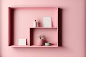 A Pink Wall With An Empty Shelf