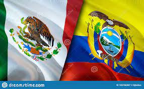 Mexico and Ecuador Flags. 3D Waving ...