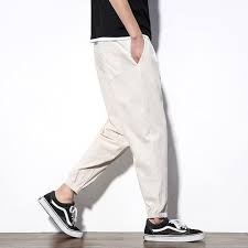 Summer Men Harem Pants Lightweight Cotton Ankle Length Loose Mens Jogg Borizcustom