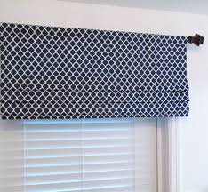 The blue and white striped roman shades curtain is mainly designed to create a fresh and modern environment. Faux Roman Shade Lined Mock Valance Navy Blue White Quatrefoil Moroccan Custom Sizing Available Valance Decorative Curtain Rods Roman Shades