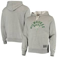 Whether on front or on the sleeves, you'll showcase your bucks fandom with ease. Men S New Era Heathered Gray Milwaukee Bucks French Terry Chenille Fleece Pullover Hoodie
