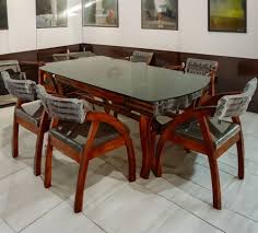 Six Seater Teak Wood Dining Table Set