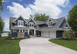 lake house with navy exterior home