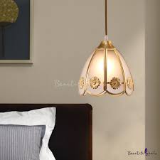 Brass Single Head Down Lighting Traditional Opal Frosted Glass Scalloped Pendant Ceiling Light For Entry Beautifulhalo Com