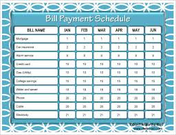 Bill Payment Schedule Template Excel Printable Schedule Template