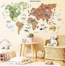 Map Decal Boho World Map Decal Large