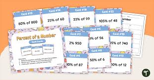 percent of a number task cards teach