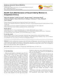 Pdf Health Care Maintenance Of Saudi Elderly Women In