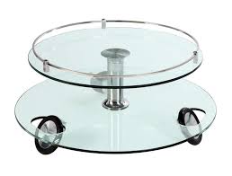 Rolling Round Glass Cocktail Table