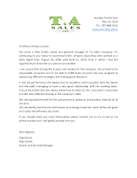 Recommendation Letter Template Manager Best Sales Agent Sample Of Re