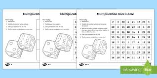 This dice game for math is great for younger students to practice counting or adding to 100. Multiplication Dice Game Elementary Math Twinkl
