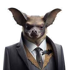 Um desenho de um morcego de terno com camisa e gravata. | Foto Premium