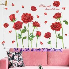 Heytea Rose Wall Decal Red Flower Wall
