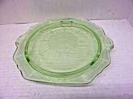 Green Princess Footed Cake Plate