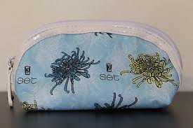 blue makeup cosmetics bag