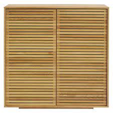 teak 2 door cupboard with slatted doors