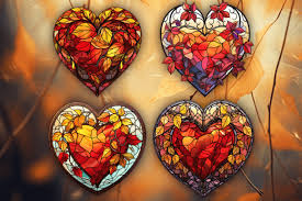 Stained Glass Autumn Heart Graphic By