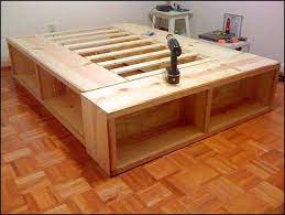 platform bed frame plans drawers