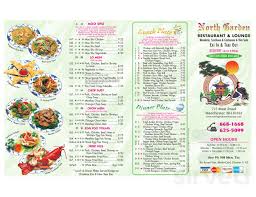 menu for north garden restaurant