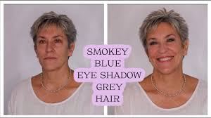 blue eye shadow short gray hair over 60