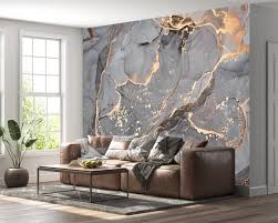Grey And Gold Marble Wall Mural