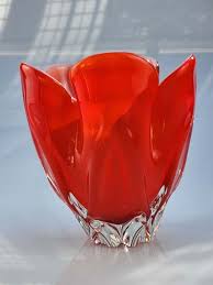 Art Glass Vintage Hineri Glass Vase Red