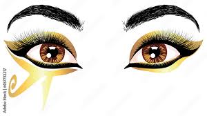 brown eye with egyptian makeup stock