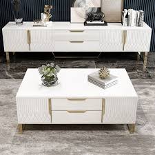 White Rectangular Coffee Table With