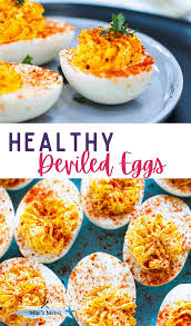 The eggs are often seasoned with spices like paprika or cayenne pepper. Healthy Deviled Eggs Mae S Menu