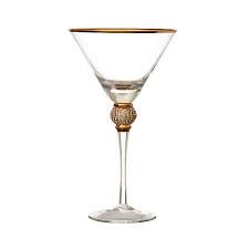 Gold Rim Cocktail Glass With Diamond