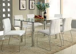 oahu chrome dining table w 4 white side