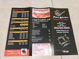 menu of pan s kitchen in kaneohe hi 96744