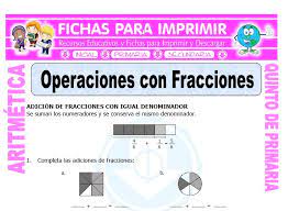 operaciones con fracciones para quinto