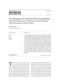 Pdf The Dynamics Of Good And Evil In Leadership A Study Of