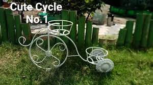 White Iron Cycle Planter For