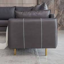 Wetiny 92 5 In W Square Arm 1 Piece U Shaped Faux Leather Modern Section Sofa In Dark Gray