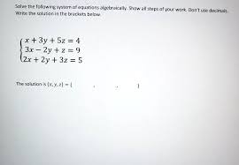 System Of Equations Algebraically