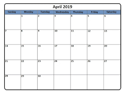 Best April A4 2019 Printable Calendar Template Printable