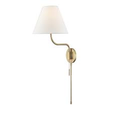 Shop Mitzi By Hudson Valley Patti 1 Light Aged Brass Wall Sconce White Linen Overstock 20637340