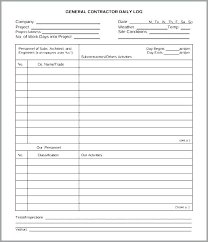 Contractor Daily Log Book Template