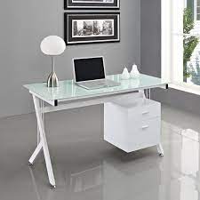 Transparent glass top on is an awesome way for creating the illusion of space in the room. White Glass Computer Desk Pc Table Home Office Minimalist Desk Design Ideas Computer Desks For Home White Desk Office Best Home Office Desk