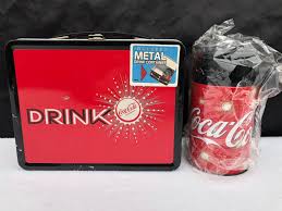 coca cola metal lunch box with metal