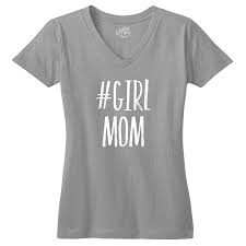 Amazon Com Tickled Teal Girl Mom V Neck T Shirt Gray
