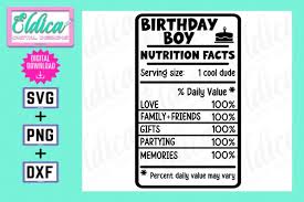 birthday boy nutrition facts svg