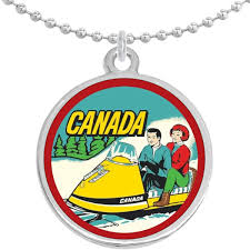 vine canada snowmobile round pendant