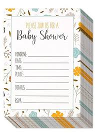 50 Pack Baby Shower Invitations Adorable Floral Design Invite Cards For Your Celebration Includes 50 White Envelopes 5 X 7 Inches