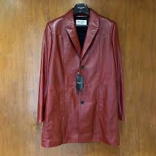 saint lau leather chesterfield coat