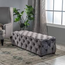 le house new upholstered ottoman in gray