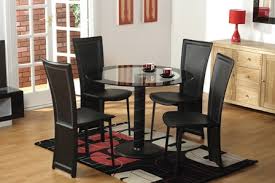 See more ideas about 4 chair dining table, dining room sets, round dining set. Romeo Round Glass Dining Set With 4 Chairs Elegant Dining Room Black Dining Chairs Dining Room Sets