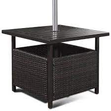 Wellfor Brown Wicker Outdoor Side Table